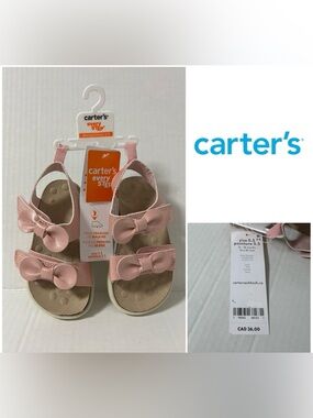 🆕CARTER’S - 5.5 - NWT - BABY EVERY STEP FIRST WALKERS - PINK BOW SANDALS / SHOES